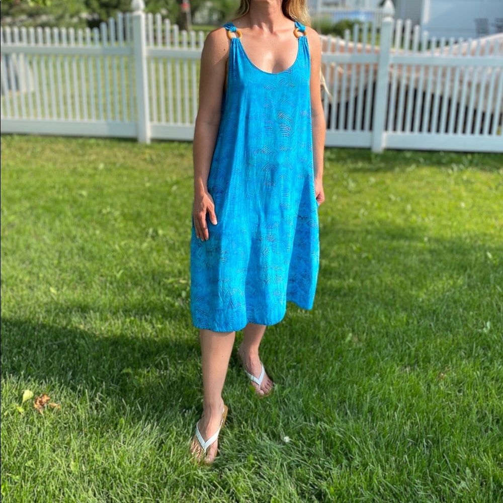 Vintage 90s Teal Blue Batik Cover-Up